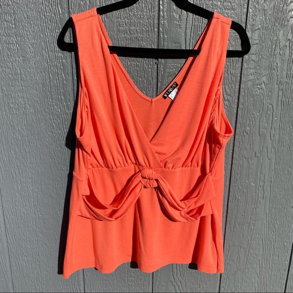 Venus Cross Wrap Front Peach Tank Blouse 1X